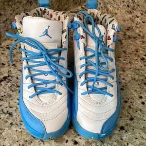 Jordan White and Light Blue Sneakers Size 4.5Y